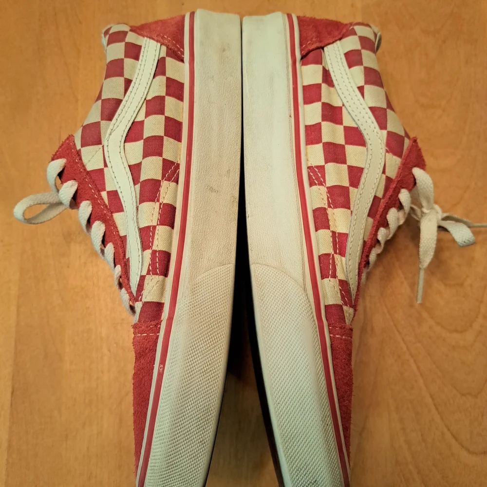 Vans Old Skool Red and White Checkerboard Canvas Sneakers Womens 8.5 Mens 7 - Picture 5 of 14